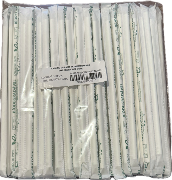 Canudo Papel Vitamina Suco Biodegradável 100un